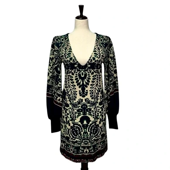 Free People Music And Lyrics Bishop Sleeve Mini Sweater Dress Size XS - Picture 4 of 11